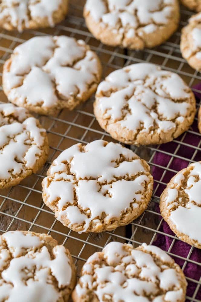 chewy oatmeal cookies on cooling rack