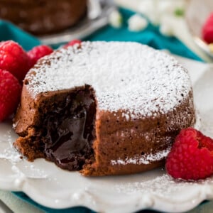 chocolate lava cake on white plate