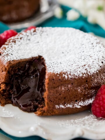 chocolate lava cake on white plate