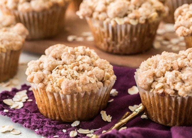 Oatmeal muffin with oat streusel on top