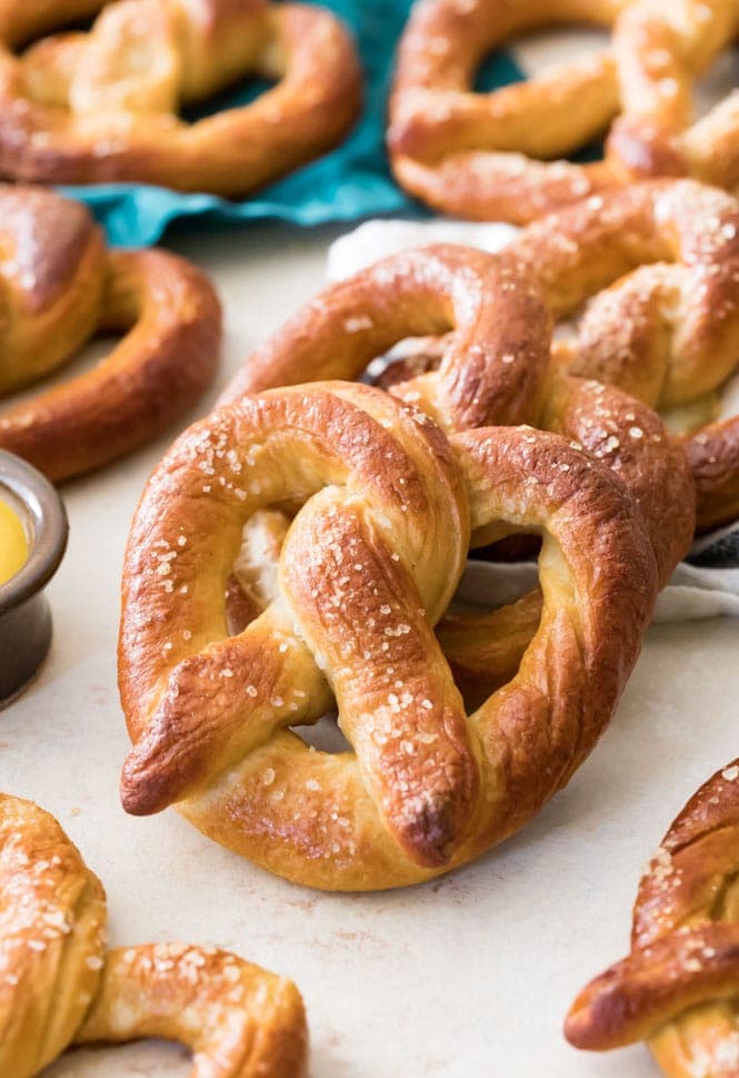 freshly baked soft pretzel