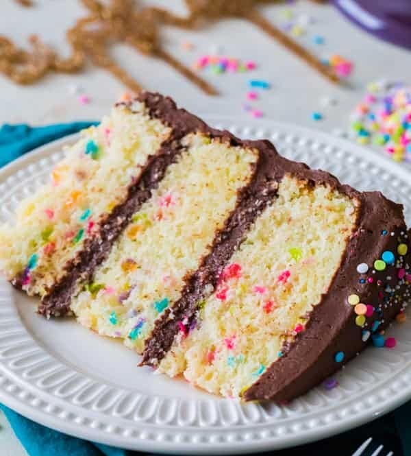 Slice of best birthday cake