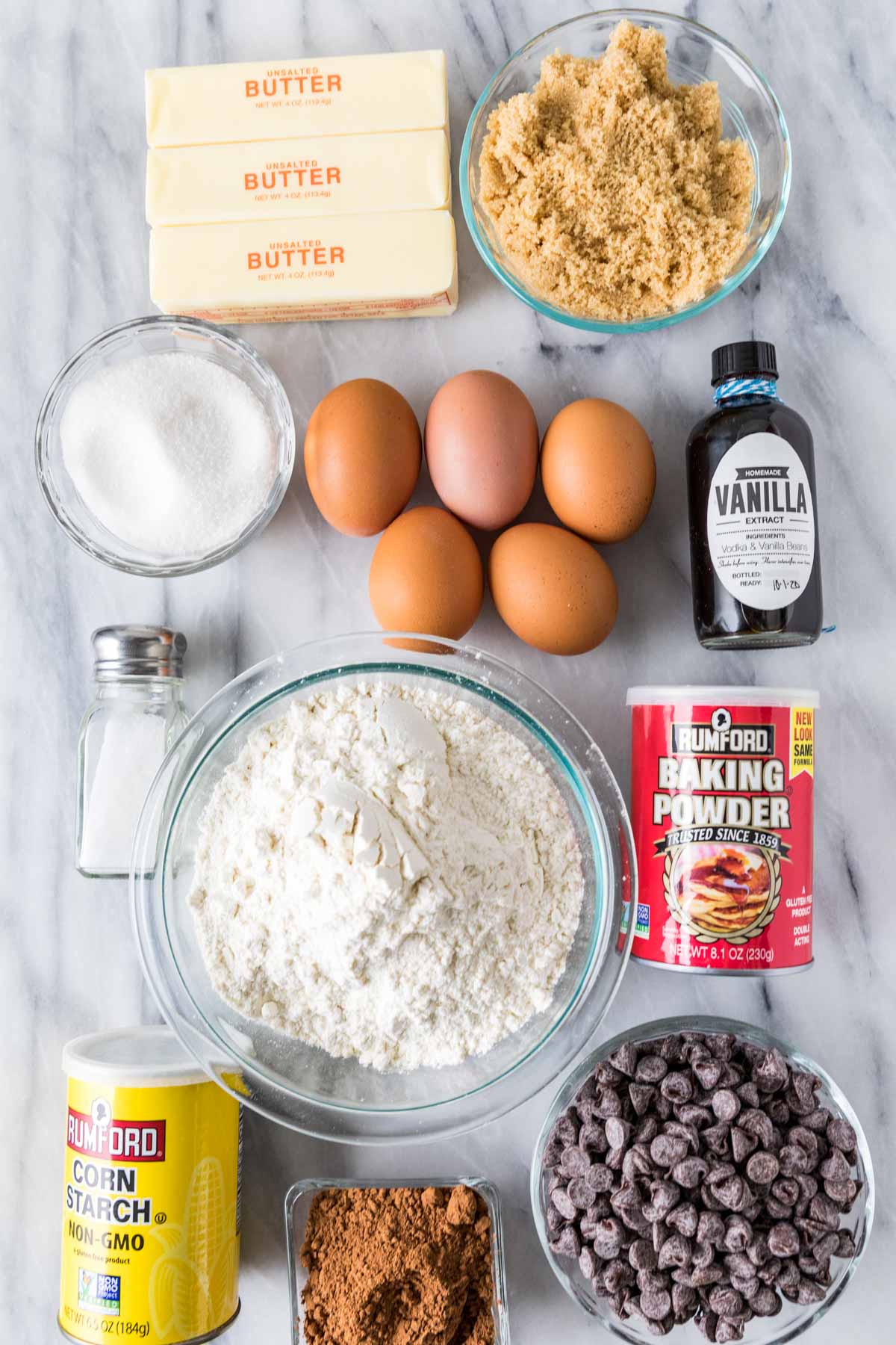 Ingredients needed to make brookie batter