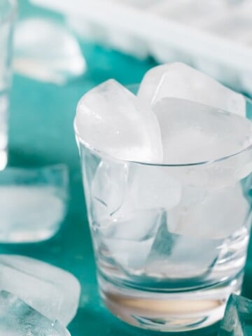 Ice cubes in drinking glass