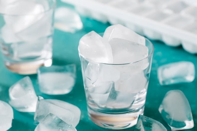 Ice cubes in a clear glass