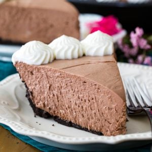 Slice of chocolate icebox pie