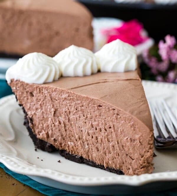 Slice of chocolate icebox pie