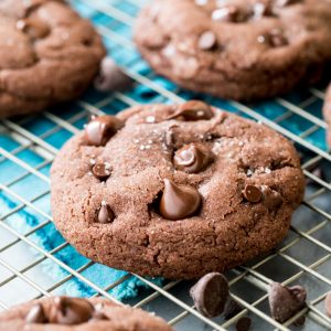 Ultimate chocolate cookie on cooling rack