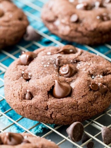 Ultimate chocolate cookie on cooling rack