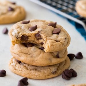 Chocolate chip pudding cookie stack