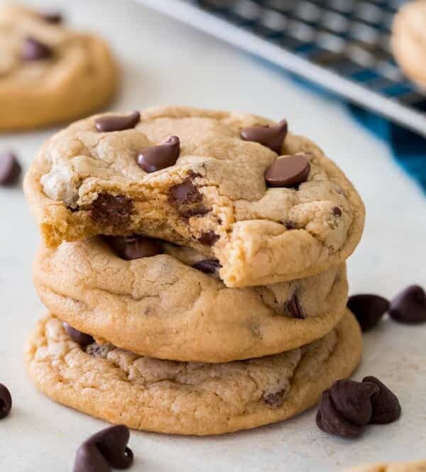 Chocolate chip pudding cookie stack