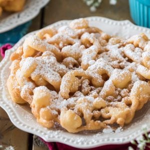 Funnel cake dusted with powdered sugar