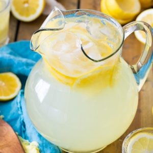 Lemonade in glass pitcher