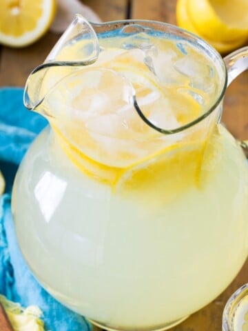 Lemonade in glass pitcher