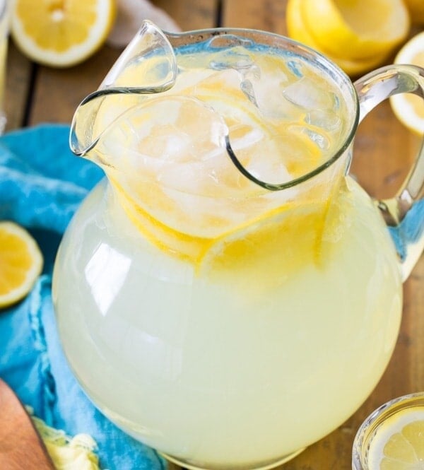 Lemonade in glass pitcher