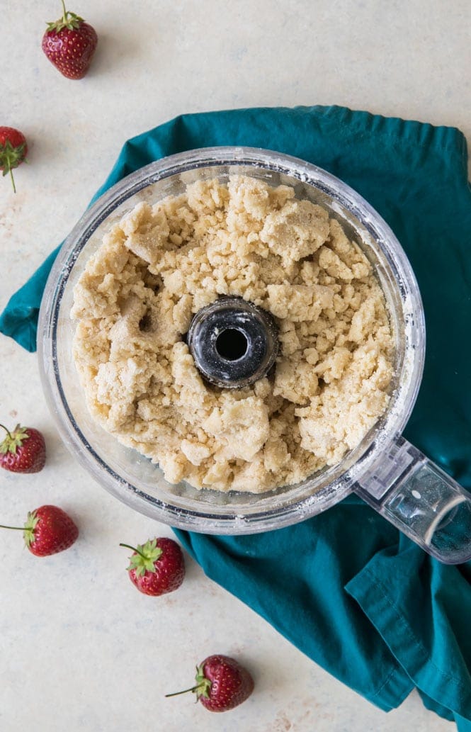 Making buttery crumb layer for strawberry crumb bars