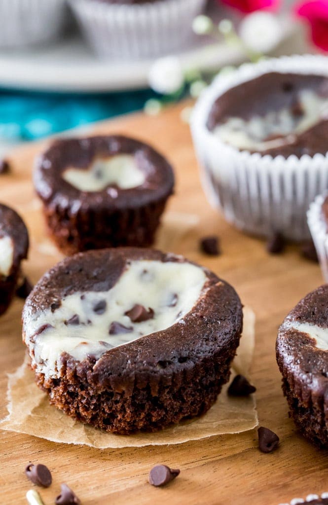 black bottom cupcake on wood cutting board