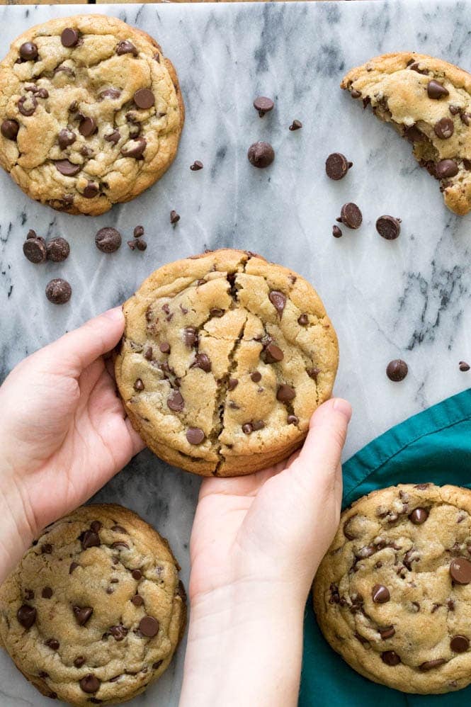 Big Thick Chocolate Chip Cookies - Sugar Spun Run