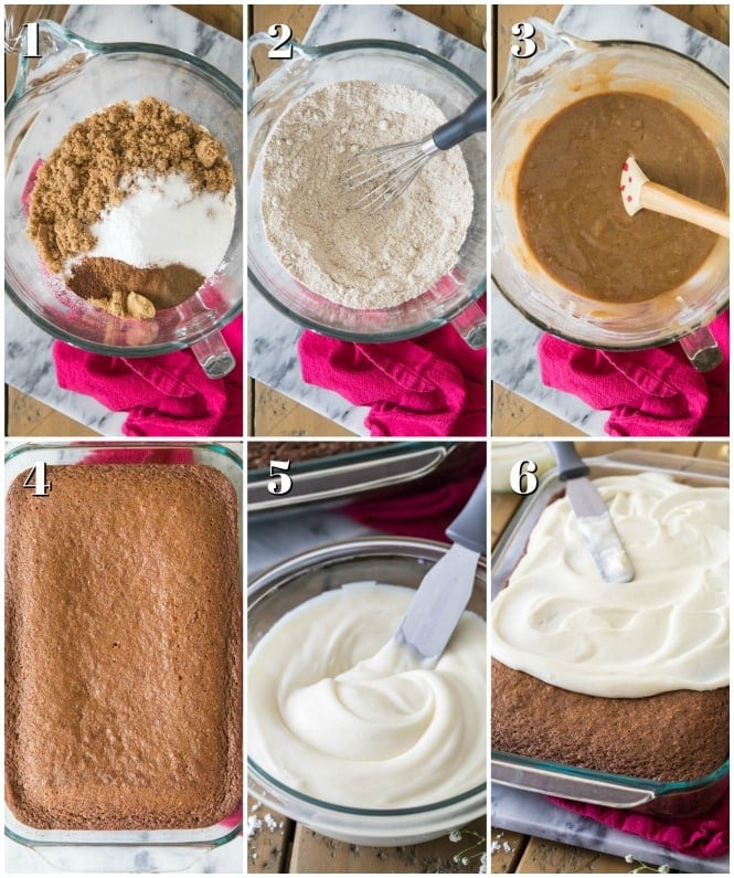 Step by step photos for making spice cake