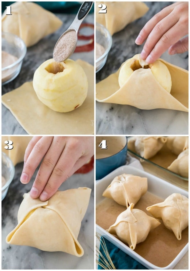 Steps for making apple dumplings