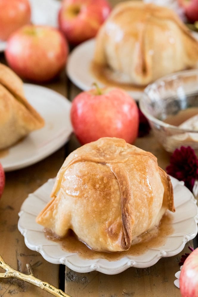 Apple Dumpling on white plate