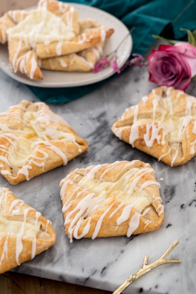 Cheese danishes on marble surface