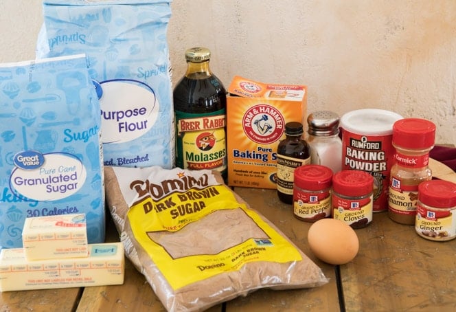 Ingredients needed for soft gingersnap cookies