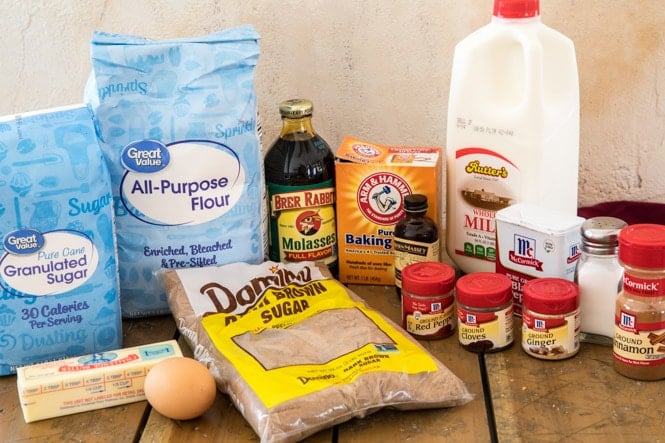 Ingredients for gingersnap cookies