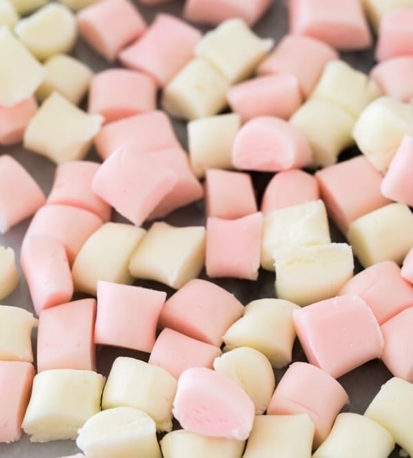 butter mints on marble surface