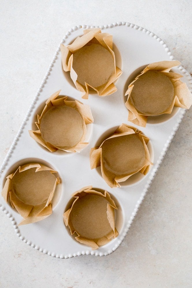 6 Muffin liners made out of parchment paper