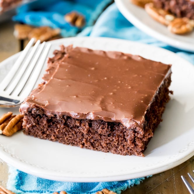 Chocolate Sheet Cake with Fluffy Chocolate Frosting - Dine and Dish
