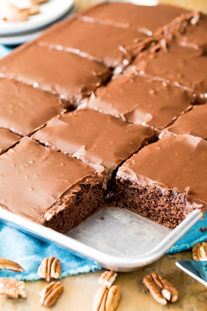 Texas Sheet Cake: Fudgy chocolate cake you will love