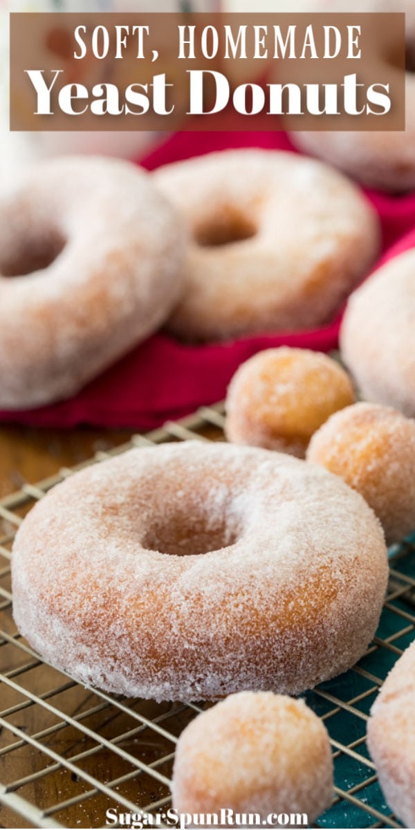 sugared donuts on cooling rack