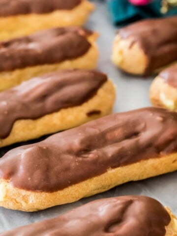 eclairs on marble surface