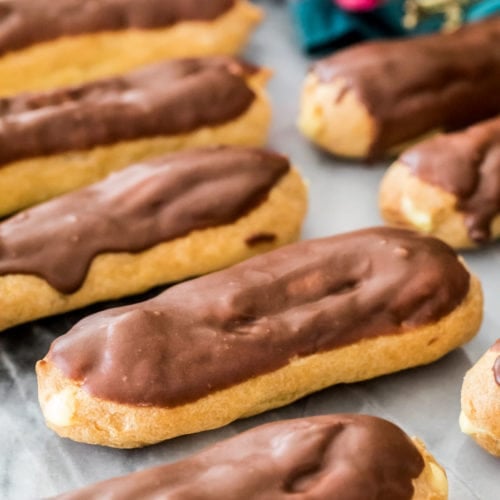 eclairs on marble surface