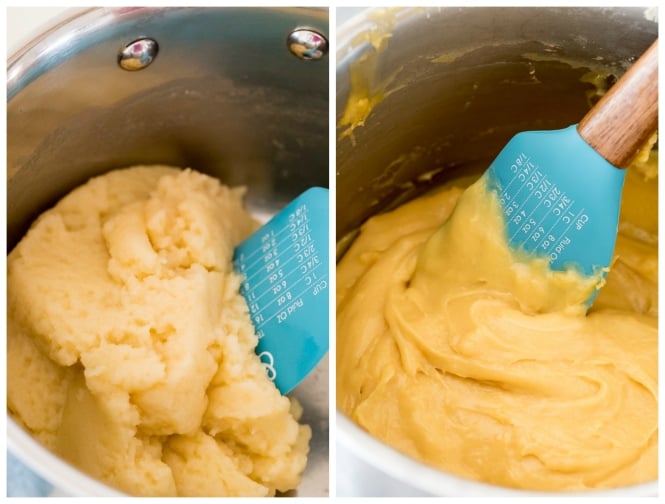 Making choux pastry on the stovetop