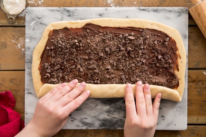 How to roll sweet roll dough into a log