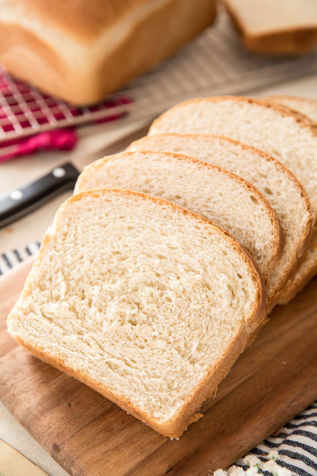 slices of bread on a wooden cutting board