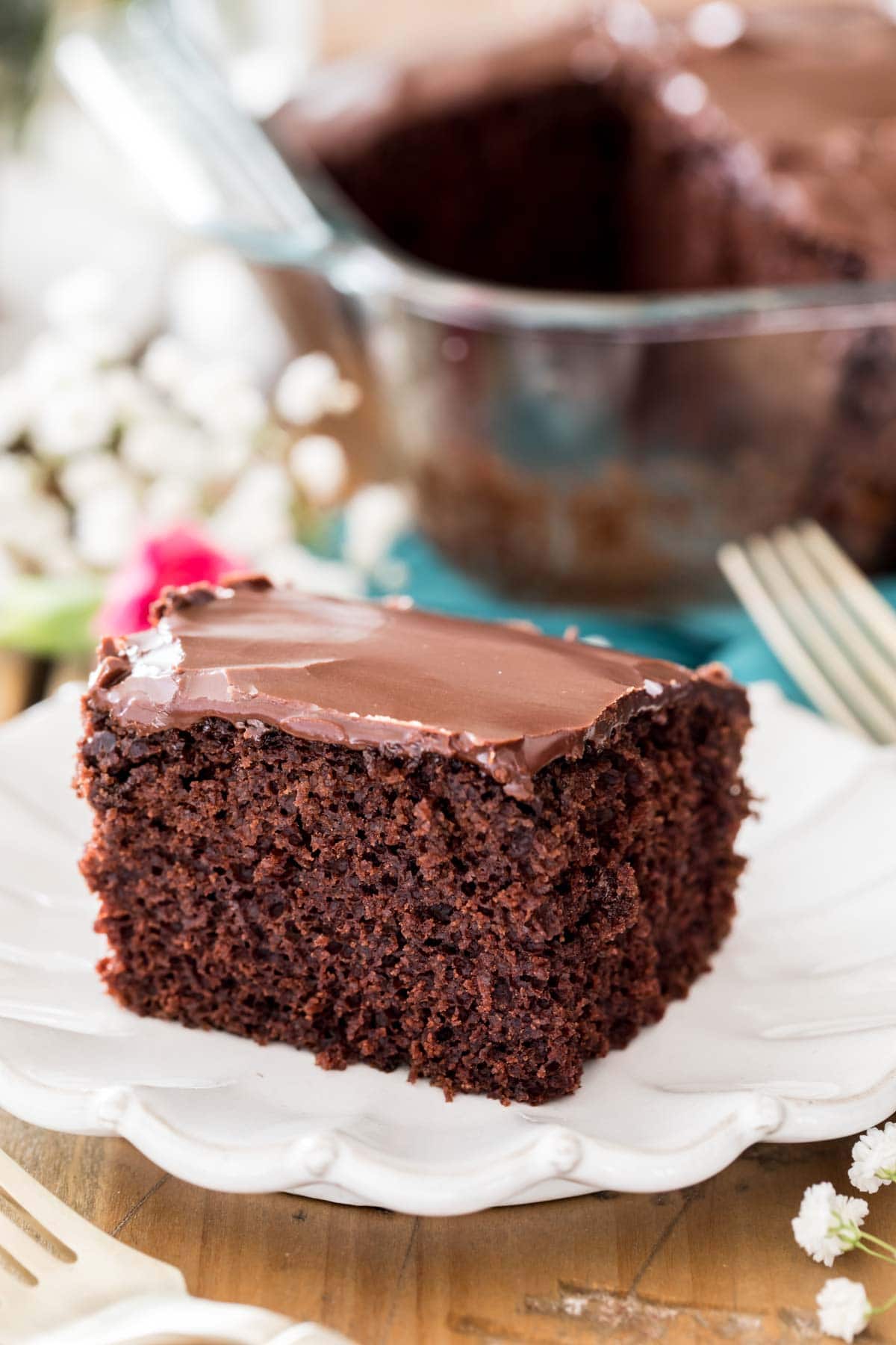 Easy Chocolate Cake {Made in a 9x9 pan}