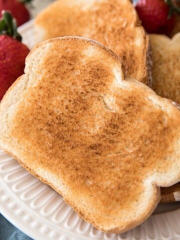 toasted bread on a white plate