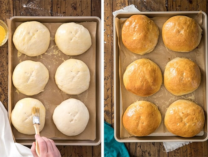 bread bowls before and after baking