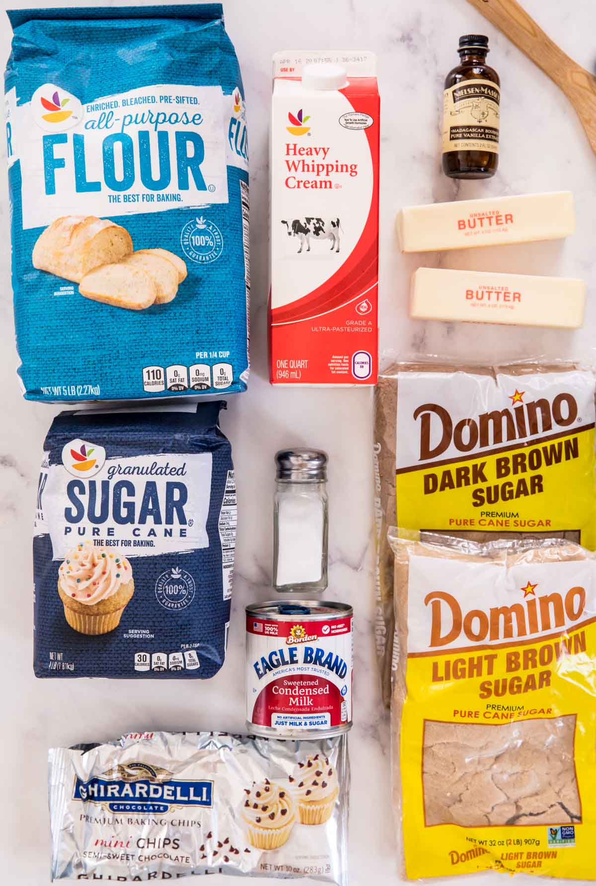 Ingredients for cookie dough frosting