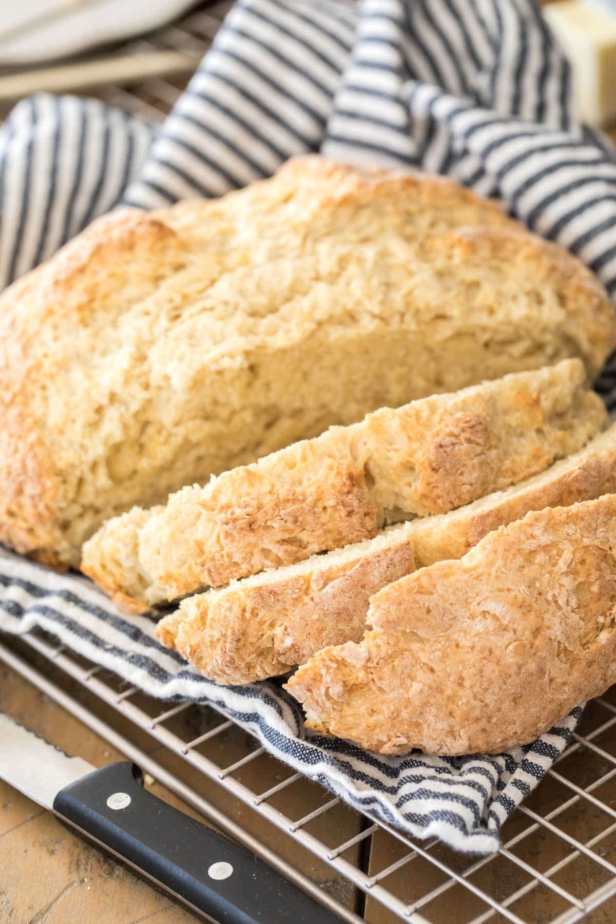 sliced loaf of no yeast bread