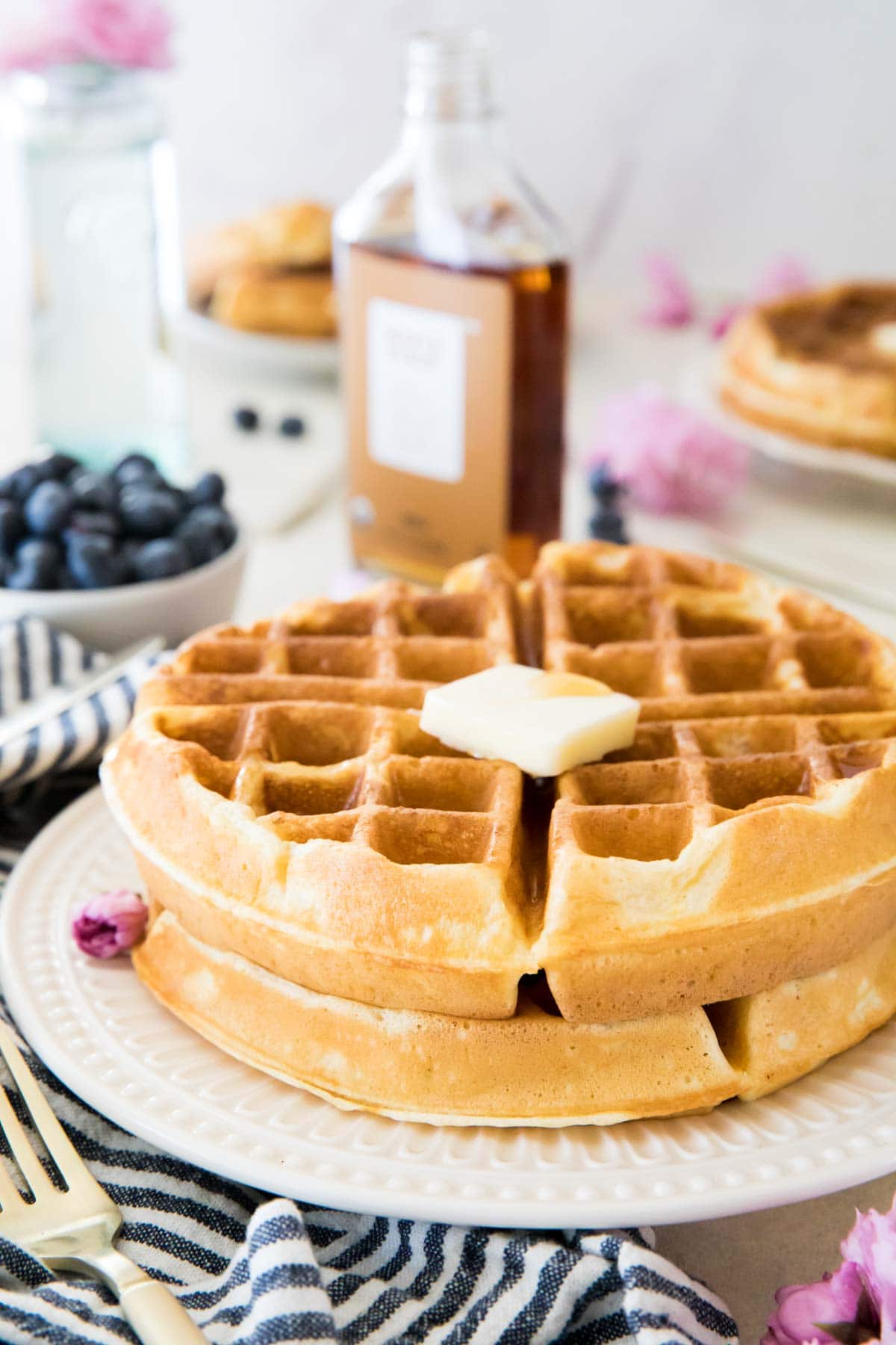 Belgian waffles on a white plate