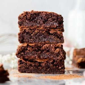 stack of flourless brownies