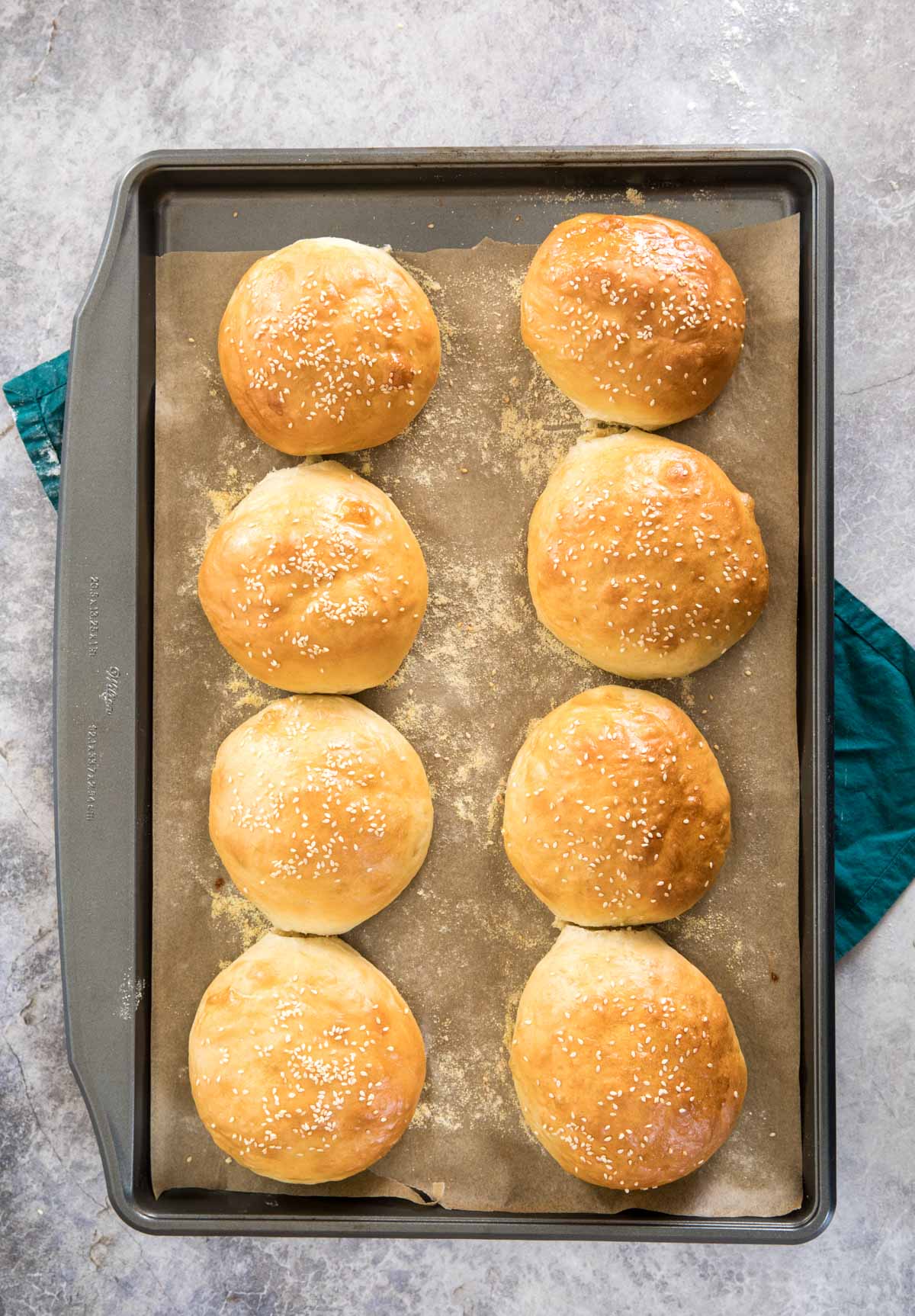 freshly baked burger buns