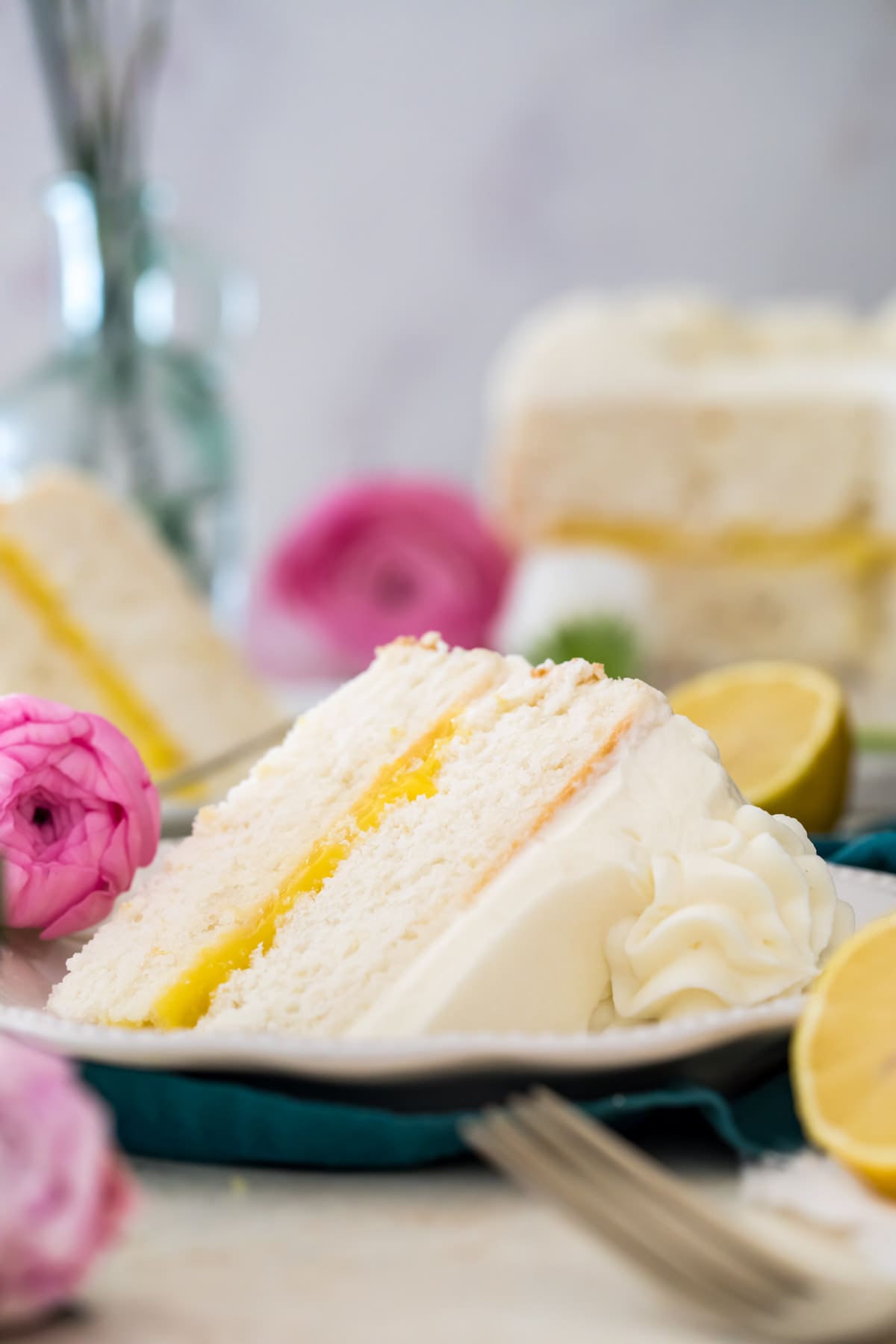 lemon cake on white plate