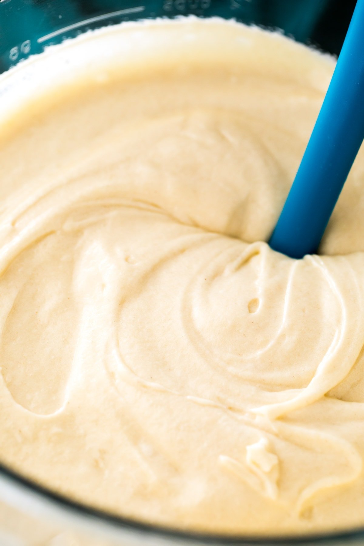 Cake batter in glass bowl