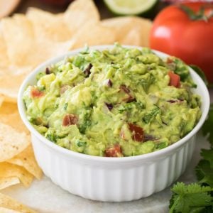 guacamole in white bowl