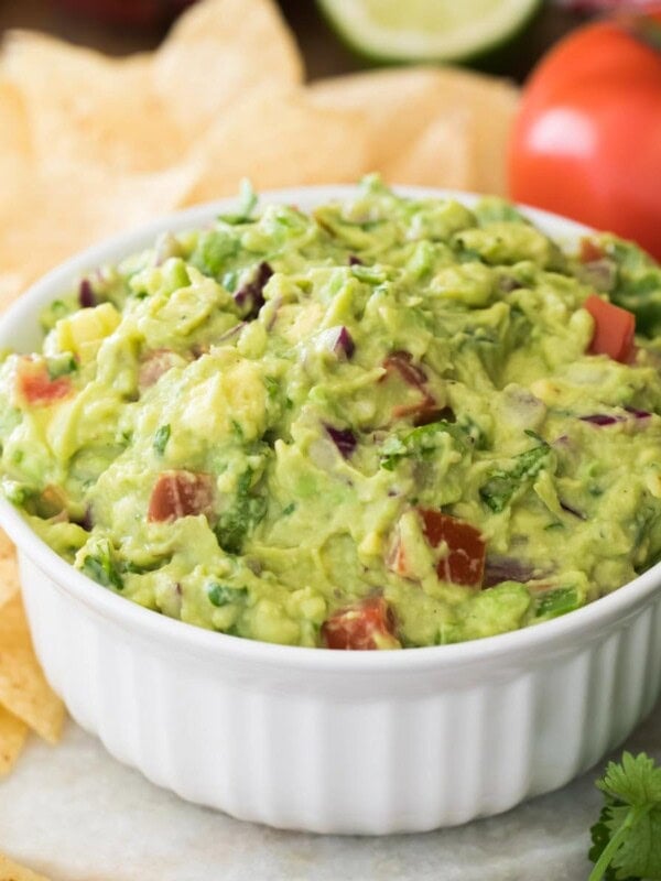 guacamole in white bowl